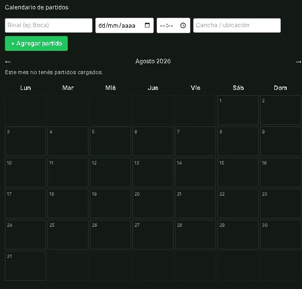 Calendario de partidos de GolPiloto